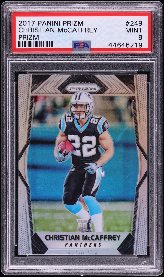 2017 Panini Prizm Silver Christian McCaffrey ROOKIE #249 PSA 9 MINT