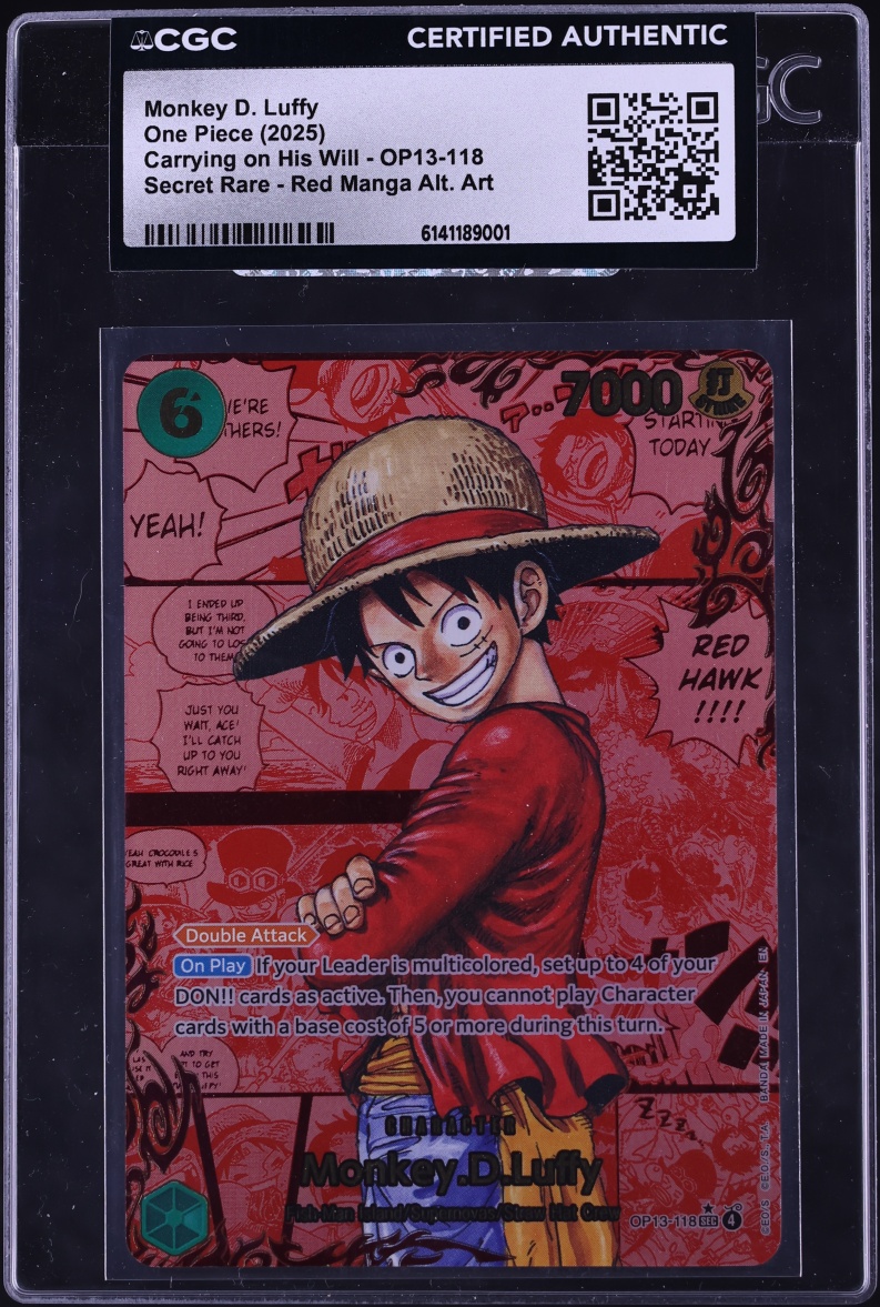 2025 One Piece Carrying On His Will Red Manga Art Monkey D. Luffy #OP13-118 CGC AUTH