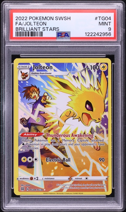 2022 Pokemon Sword & Shield Brilliant Stars Trainer Gallery CHR Jolteon #TG04 PSA 9 MINT