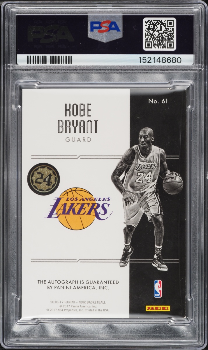 2016 Panini Noir Color Kobe Bryant AUTO 1/75 #61 PSA AUTH