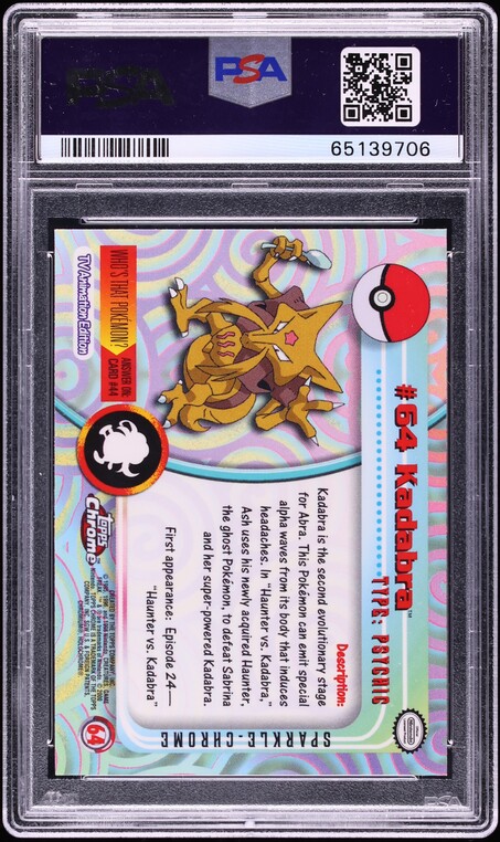 2000 Topps Chrome Pokemon Series 1 Sparkle Kadabra #64 PSA 10 GEM MINT