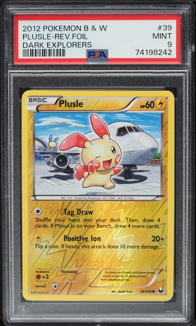 2012 Pokemon Black & White Dark Explorers Reverse Holo Plusle #39 PSA 9 MINT