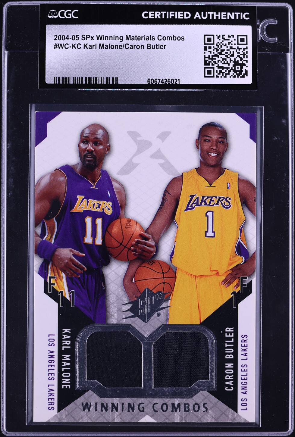 2004 SPx Winning Materials Combos Karl Malone Caron Butler PATCH #WC-KC CGC AUTH
