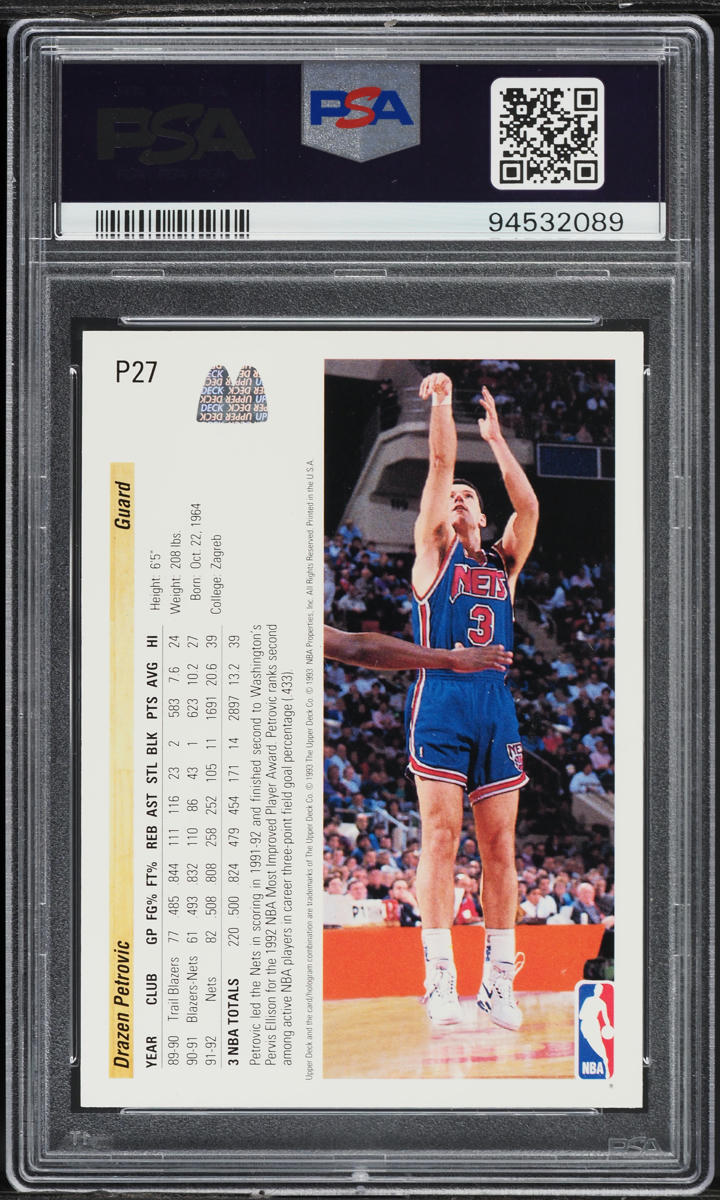 1992 Upper Deck McDonald's Drazen Petrovic #P27 PSA 9 MINT
