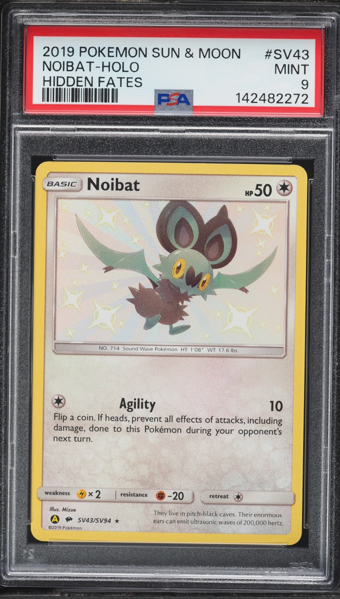 2019 Pokemon Sun & Moon Hidden Fates Shiny Noibat #SV43 PSA 9 MINT