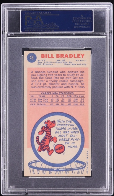 1969 Topps Basketball Bill Bradley ROOKIE #43 PSA 6 EXMT