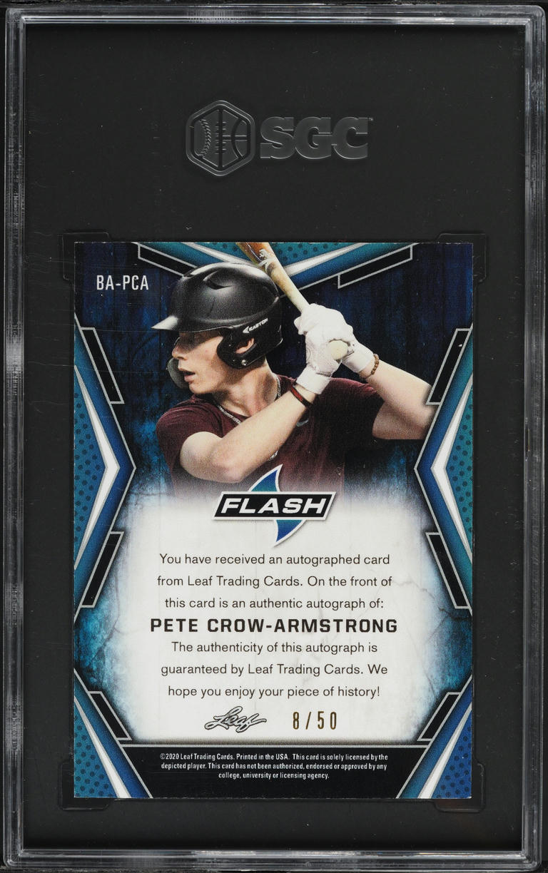 2020 Leaf Flash Blue Pete Crow-Armstrong AUTO /50 #BA-PCA SGC 10 GEM MINT
