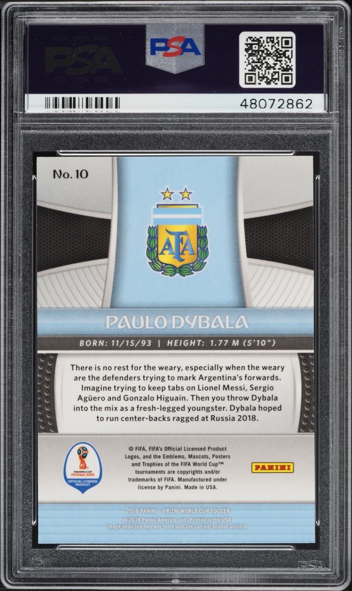 2018 Panini Prizm World Cup Paulo Dybala #10 PSA 9 MINT