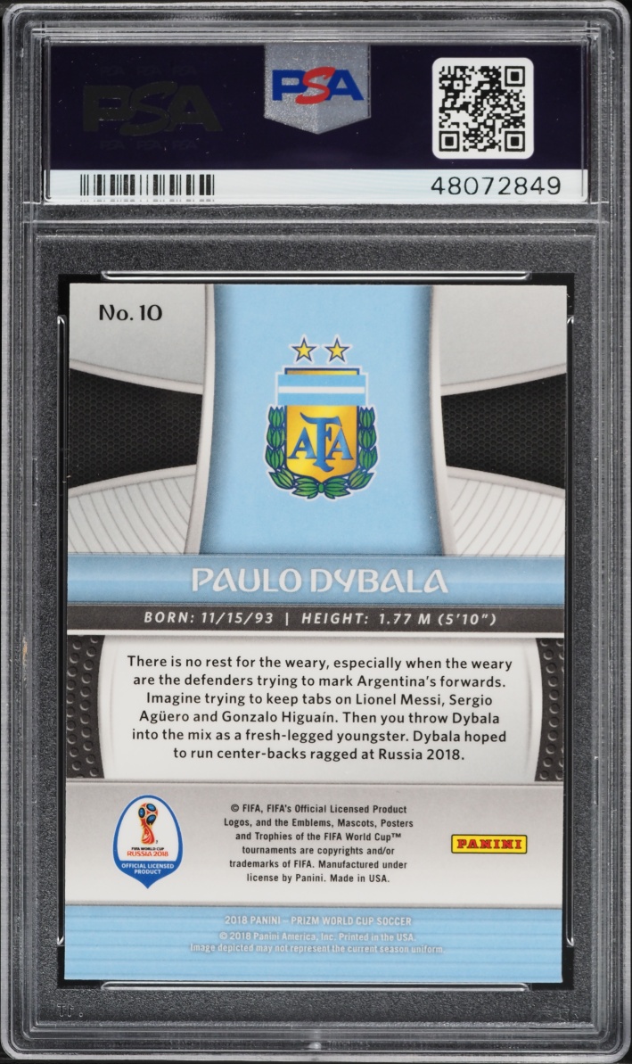 2018 Panini Prizm World Cup Paulo Dybala #10 PSA 9 MINT
