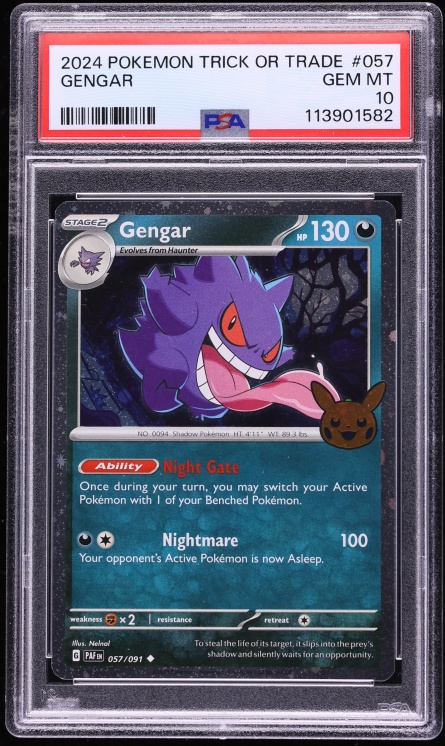 2024 Pokemon Scarlet & Violet Trick Or Trade BOOster Cosmos Holo Gengar #57 PSA 10 GEM MINT