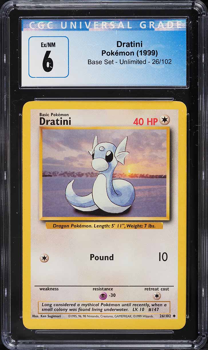 1999 Pokemon Base Set Dratini #26 CGC 6 EXMT