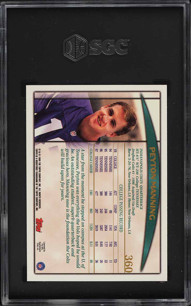 1998 Topps Football Peyton Manning ROOKIE #360 SGC 9 MINT