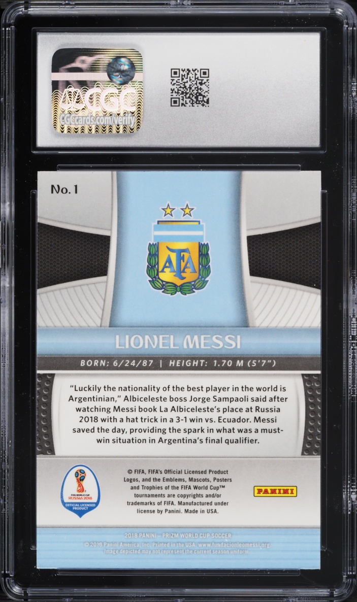 2018 Panini Prizm World Cup Lionel Messi #1 CGC 8.5 NM-MT+