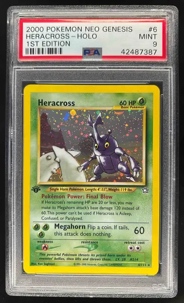 2000 Pokemon Neo Genesis 1st Edition #6/111 Heracross Holo PSA 9