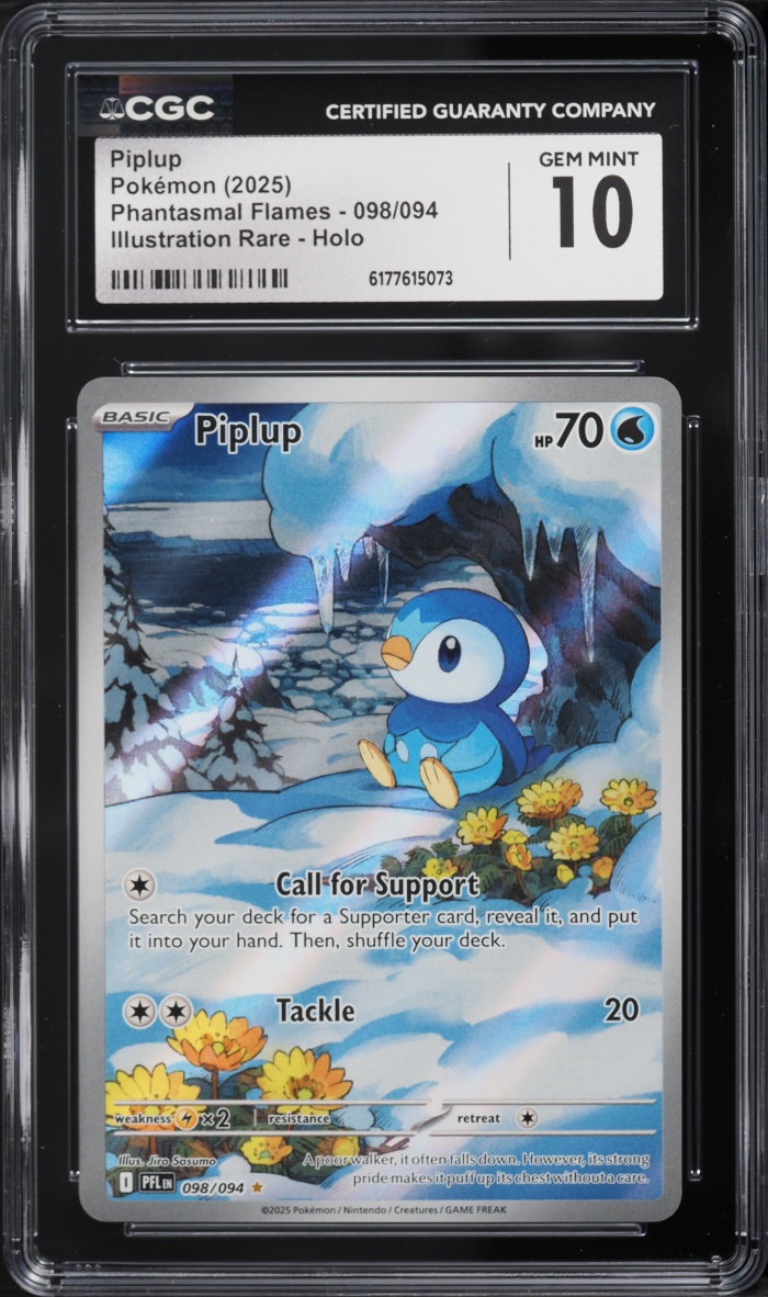 2025 Pokemon Mega Evolution Phantasmal Flames IR Piplup #98 CGC 10 GEM MINT