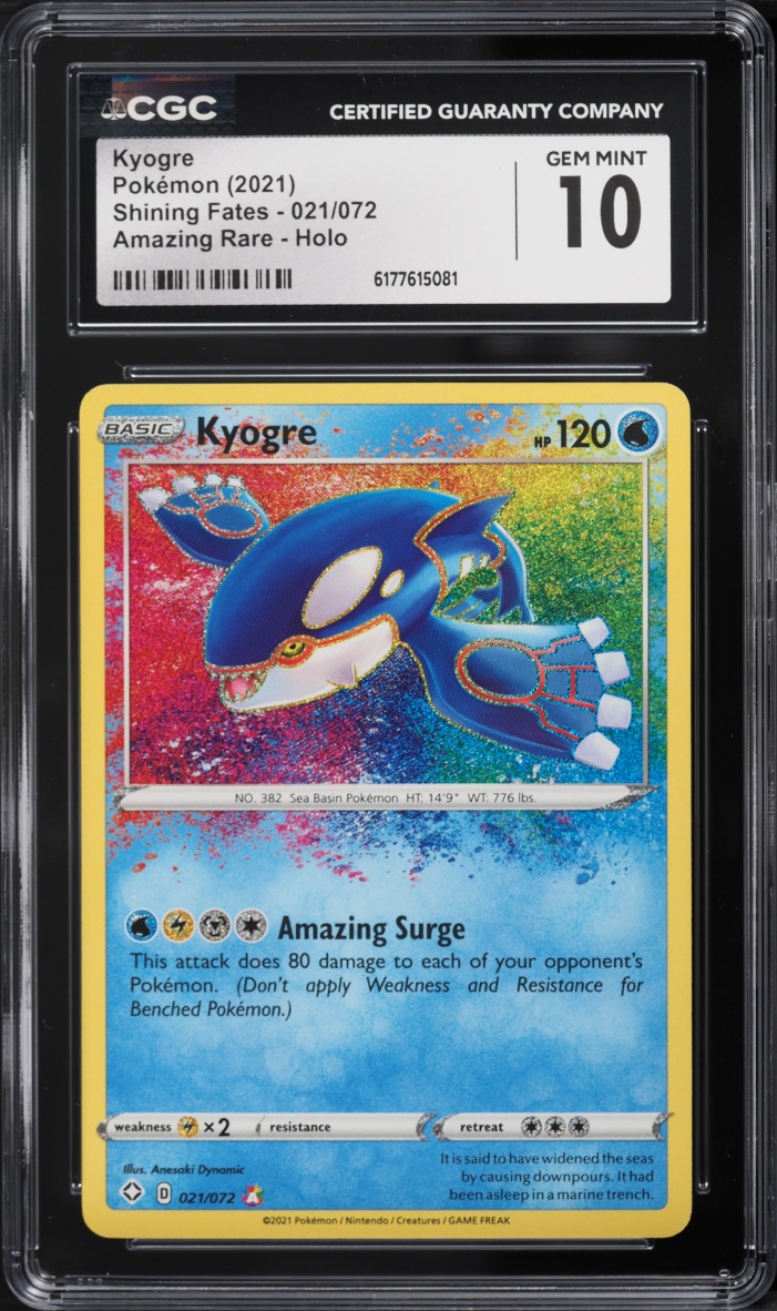 2021 Pokemon Sword & Shield Shining Fates Amazing Rare Kyogre #21 CGC 10 GEM MINT