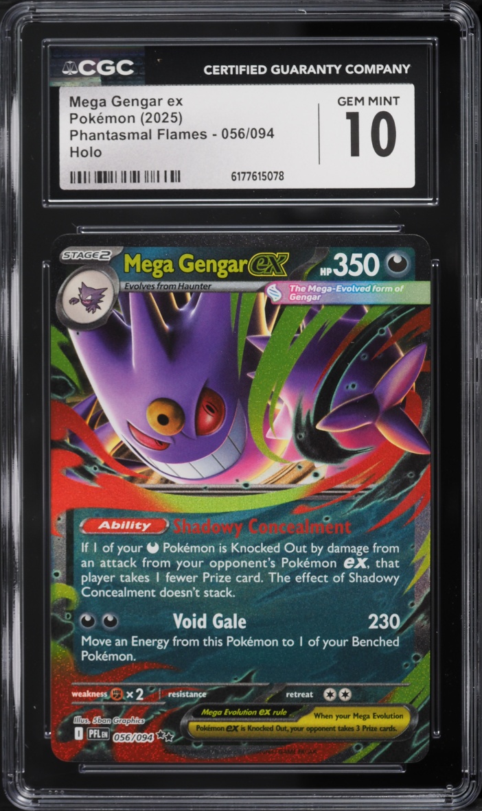 2025 Pokemon Mega Evolution Phantasmal Flames Holo Mega Gengar EX #56 CGC 10 GEM MINT