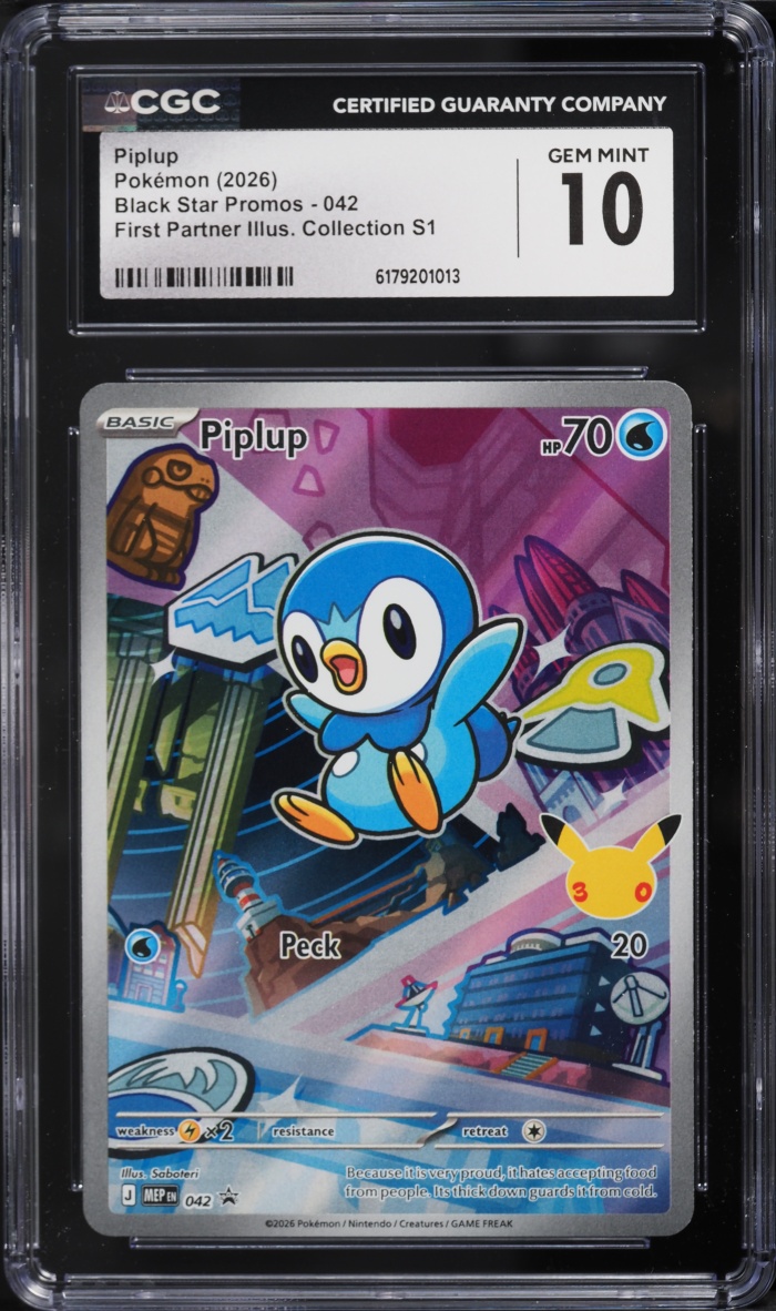 2026 Pokemon Mega Evolution Promo First Partner Illustration S1 Full Art Piplup #42 CGC 10 GEM