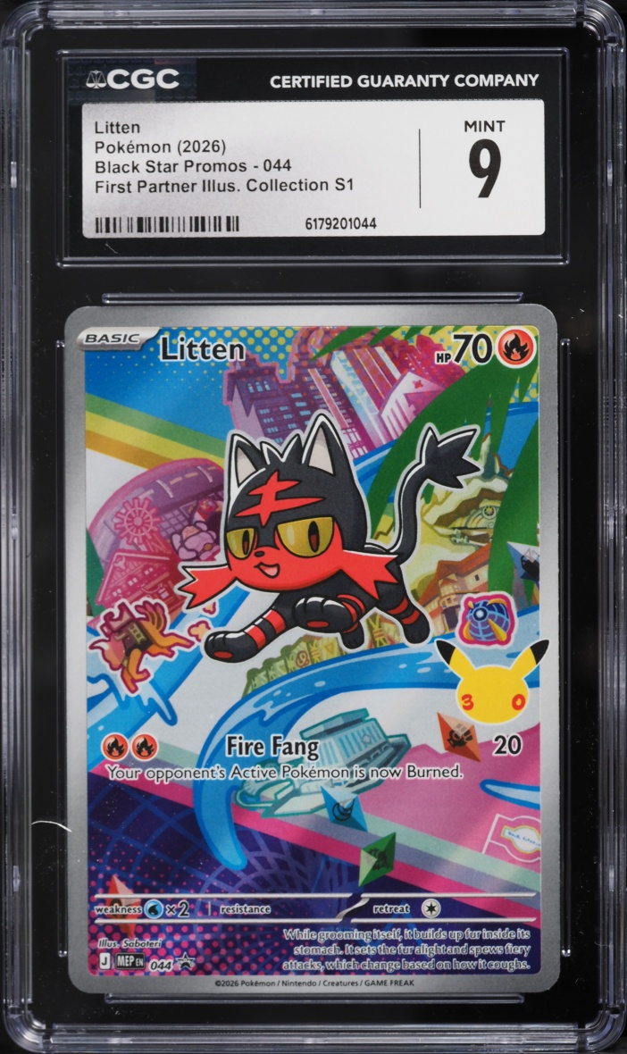 2026 Pokemon Mega Evolution Promo First Partner Illustration Full Art Litten #44 CGC 9 MINT