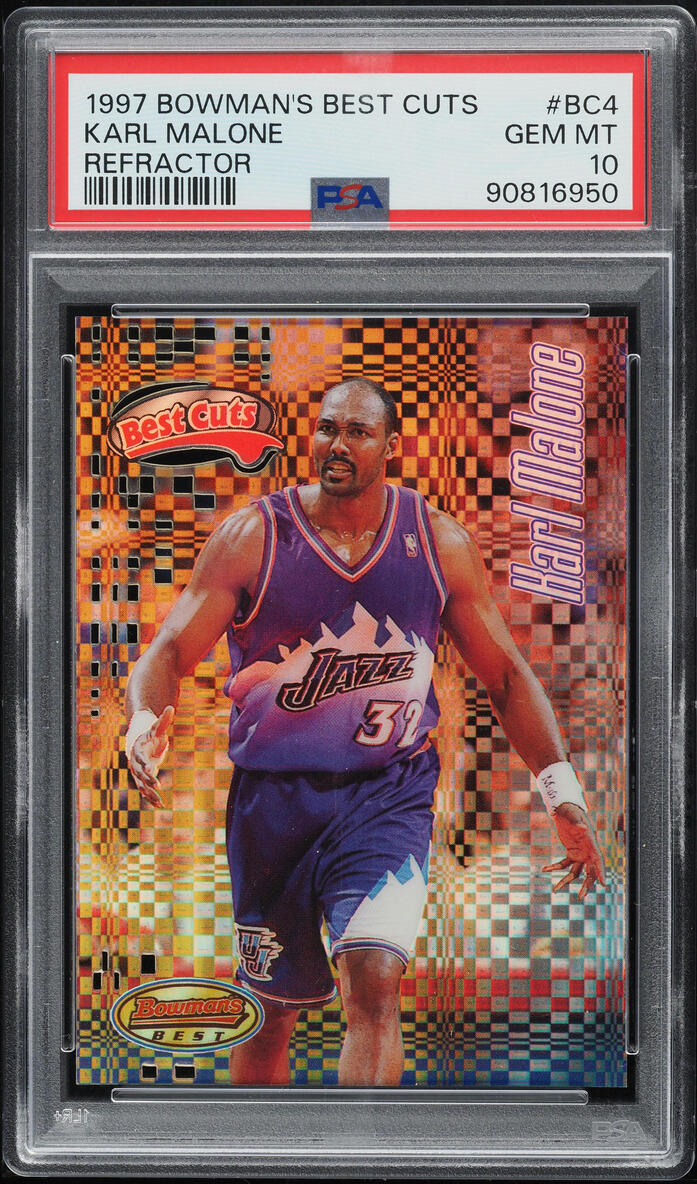1997 Bowman's Best Cuts Refractor Karl Malone #BC4 PSA 10 GEM MINT
