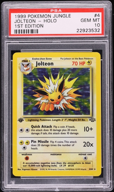 1999 Pokemon Jungle 1st Edition Holo Jolteon #4 PSA 10 GEM MINT