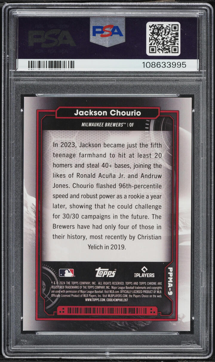 2024 Topps Chrome Cosmic Planetary Pursuit Mars Jackson Chourio ROOKIE #9 PSA 10 GEM MINT