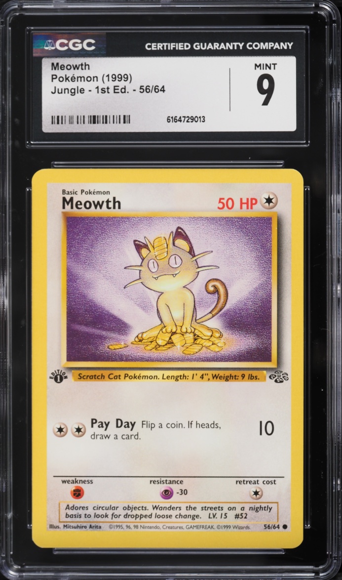1999 Pokemon Jungle 1st Edition Meowth #56 CGC 9 MINT