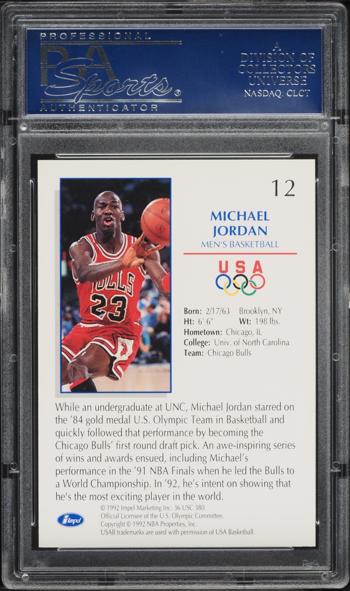 1992 Impel Olympicards Basketball Michael Jordan #12 PSA 10 GEM MINT