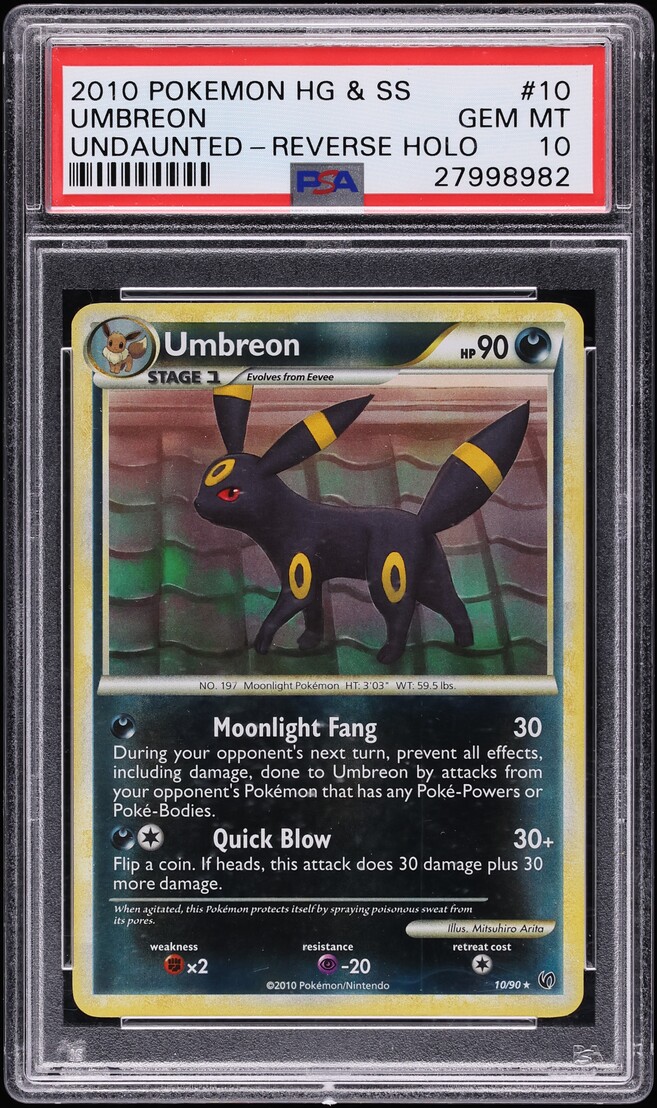 2010 Pokemon HeartHold & SoulSilver Undaunted Reverse Holo Umbreon #10 PSA 10 GEM MINT