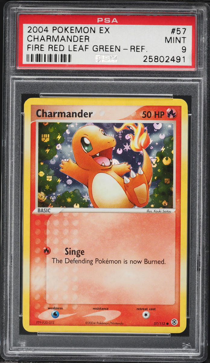 2004 Pokemon EX Fire Red & Leaf Green Reverse Holo Charmander #57 PSA 9 MINT