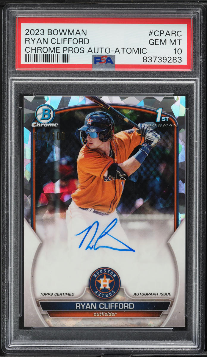 2023 Bowman Chrome Atomic Refractor Ryan Clifford PROSPECT AUTO /100 #CPA-RC PSA 10 GEM MINT
