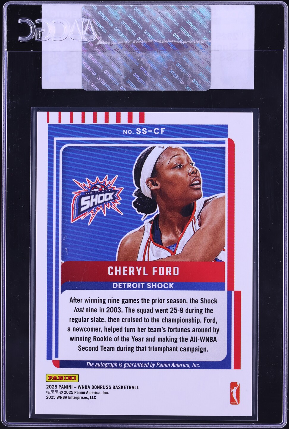 2025 Donruss WNBA Signature Series Cheryl Ford AUTO #SS-CF CGC AUTH