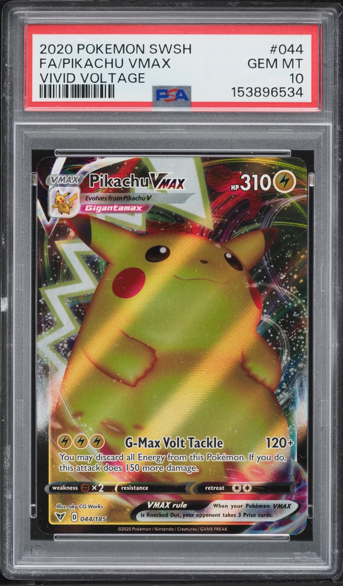 2020 Pokemon Sword & Shield Vivid Voltage Full Art Pikachu VMAX #44 PSA 10 GEM MINT