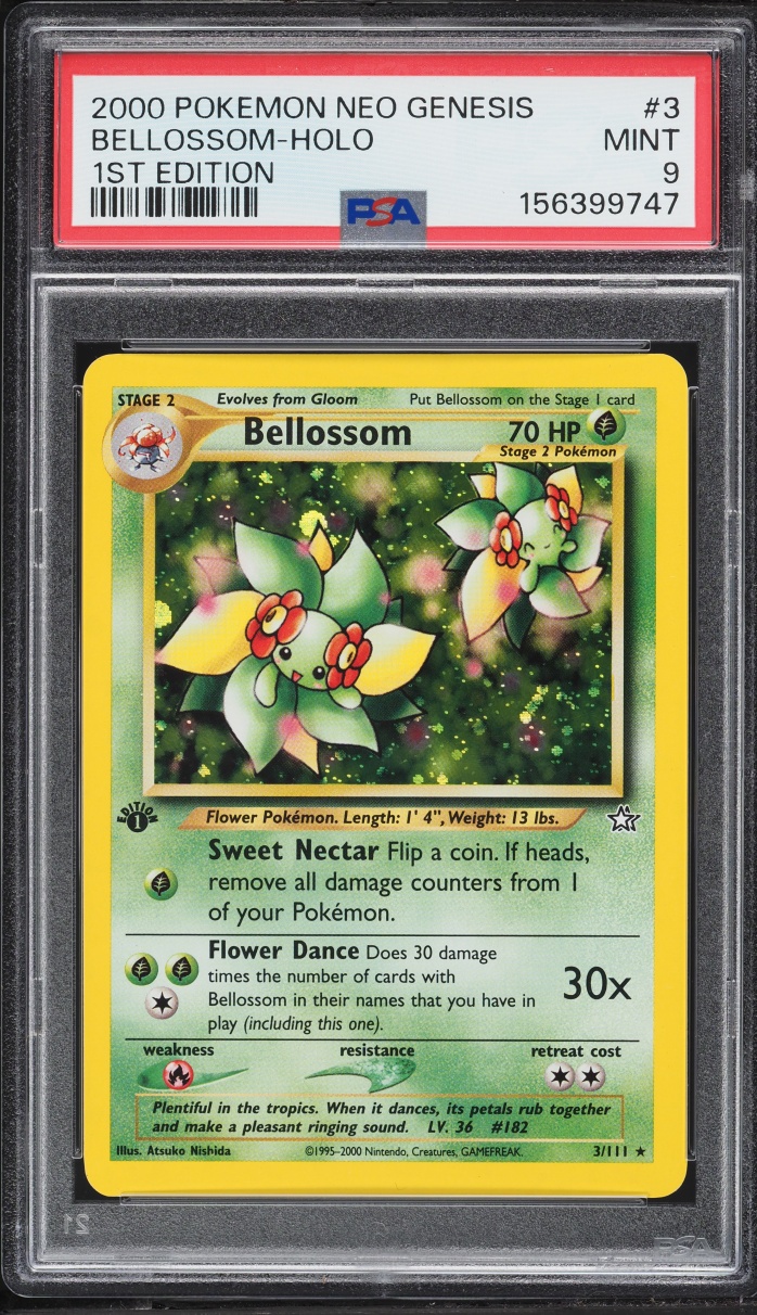 2000 Pokemon Neo Genesis 1st Edition Holo Bellossom #3 PSA 9 MINT