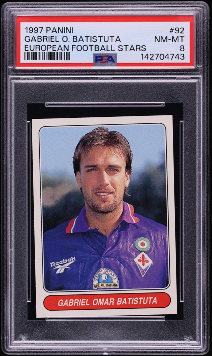 1997 Panini European Football Stars Gabriel O. Batistuta #92 PSA 8 NM-MT