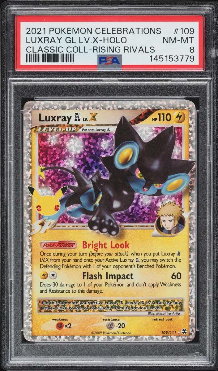 2021 Pokemon Sword & Shield Celebrations Classic Holo Luxray GL LV.X #109 PSA 8 NM-MT