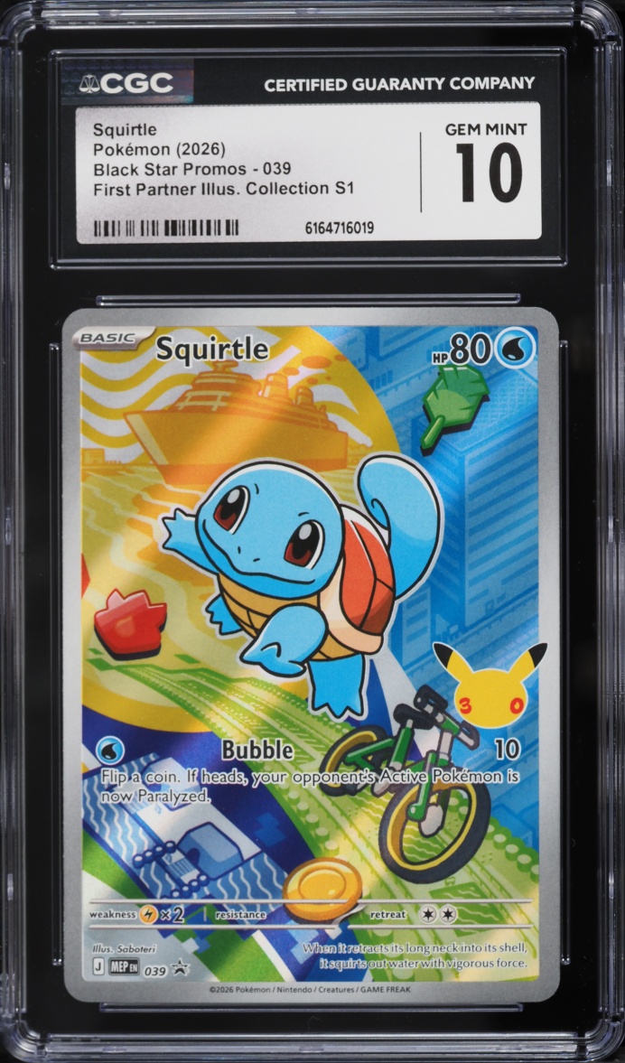 2026 Pokemon Mega Evolution Promo First Partner Illustration S1 Full Art Squirtle #39 CGC 10