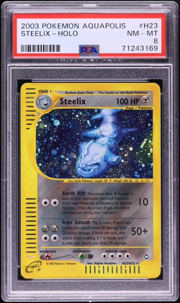 2003 Pokemon Aquapolis Holo Steelix #H23 PSA 8 NM-MT