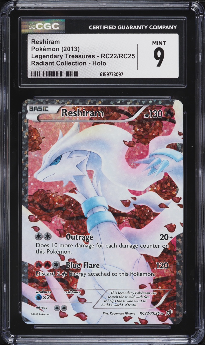 2013 Pokemon Black & White Legendary Treasures Radiant Collection Full Art Reshiram #RC22 CGC 9
