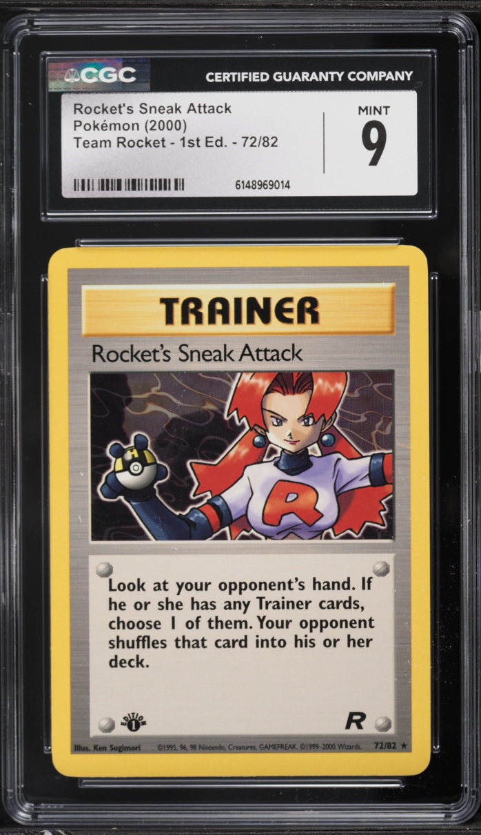 2000 Pokemon Team Rocket 1st Edition Rocket's Sneak Attack #72 CGC 9 MINT