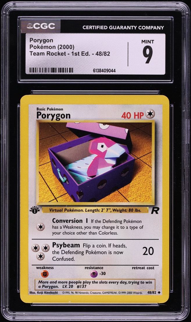 2000 Pokemon Team Rocket 1st Edition Porygon #48 CGC 9 MINT