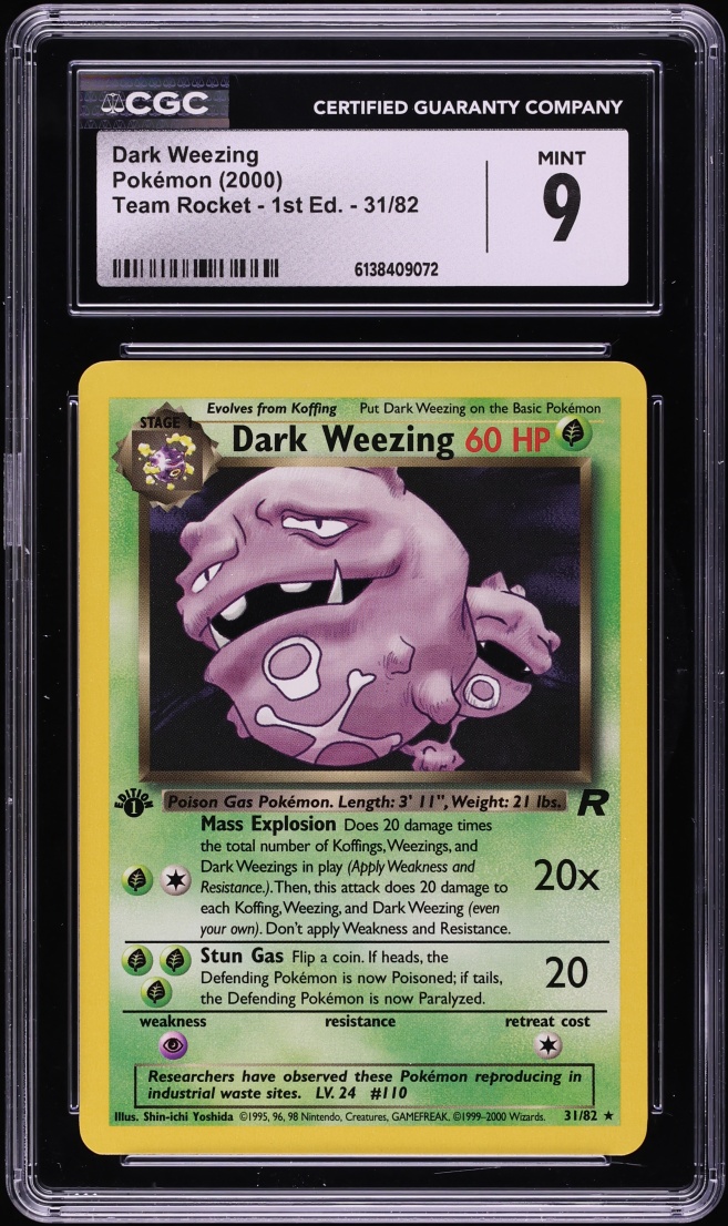 2000 Pokemon Team Rocket 1st Edition Dark Weezing #31 CGC 9 MINT