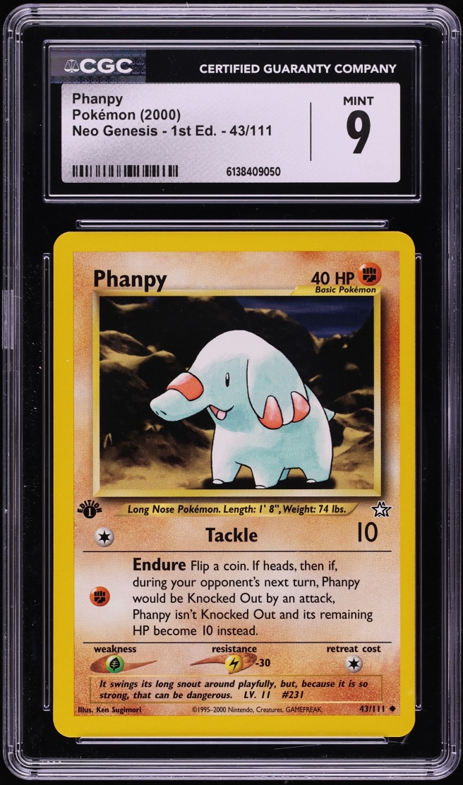 2000 Pokemon Neo Genesis 1st Edition Phanpy #43 CGC 9 MINT