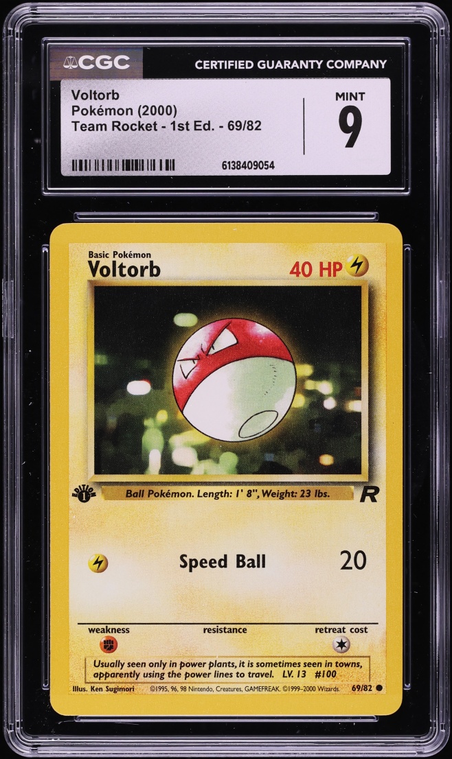 2000 Pokemon Team Rocket 1st Edition Voltorb #69 CGC 9 MINT
