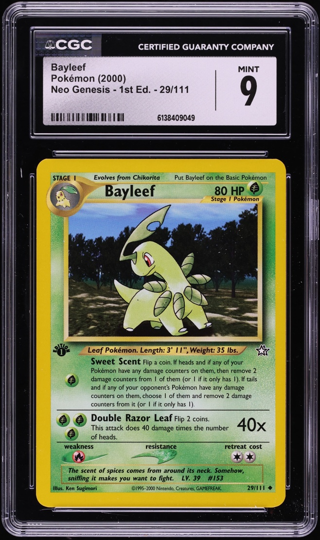 2000 Pokemon Neo Genesis 1st Edition Bayleef #29 CGC 9 MINT