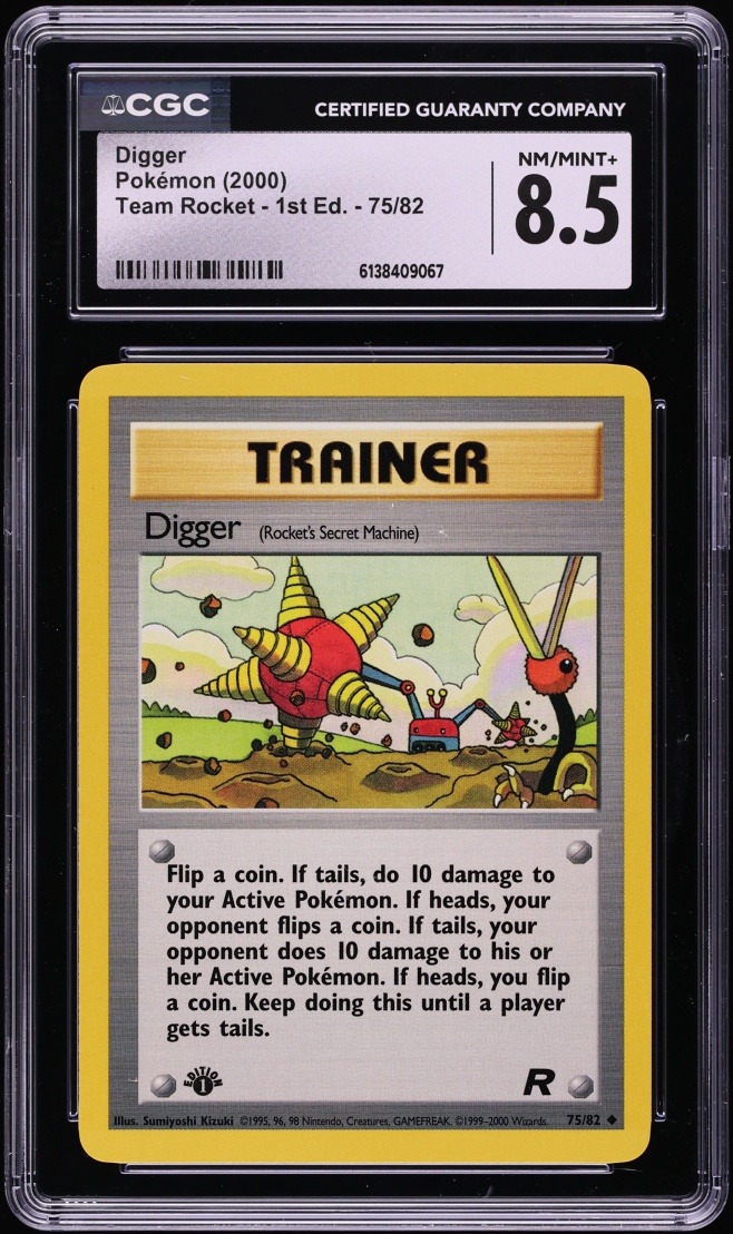 2000 Pokemon Team Rocket 1st Edition Digger #75 CGC 8.5 NM-MT+
