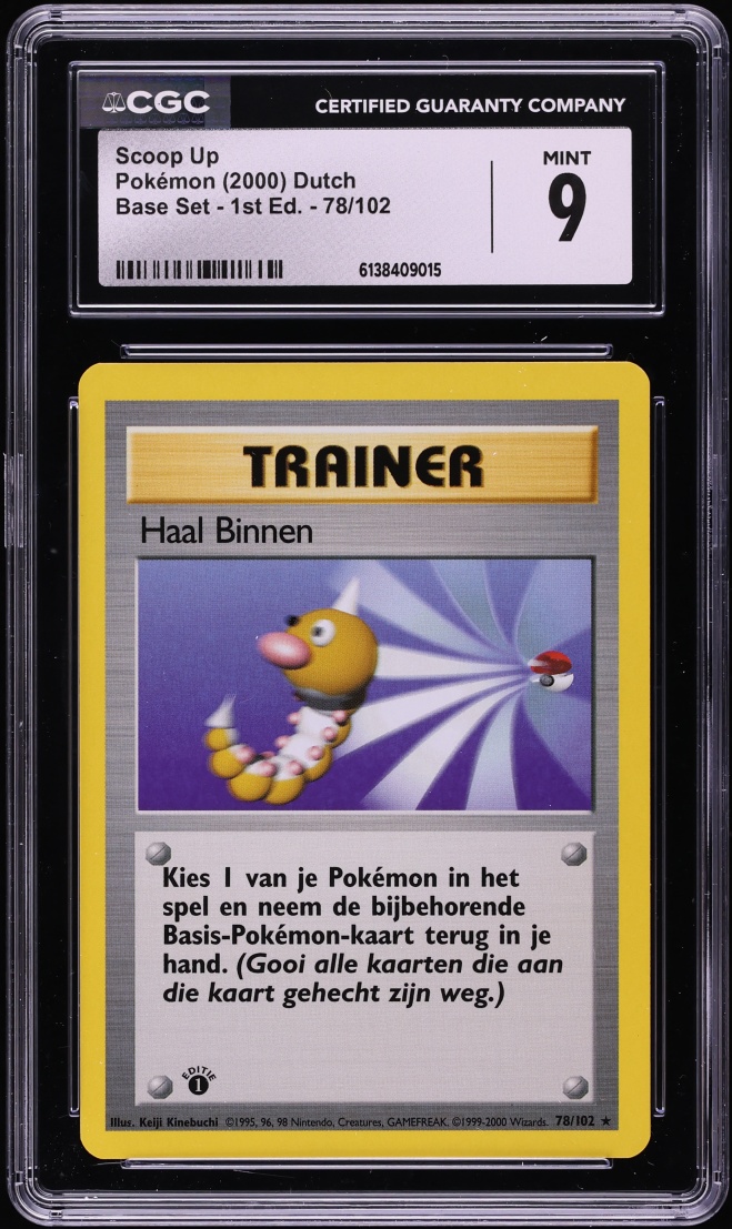 2000 Pokemon Dutch Base Set 1st Edition Scoop Up #78 CGC 9 MINT