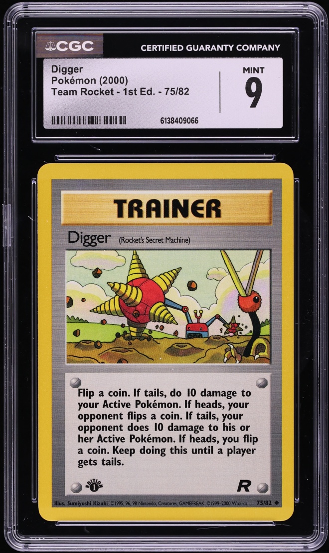 2000 Pokemon Team Rocket 1st Edition Digger #75 CGC 9 MINT