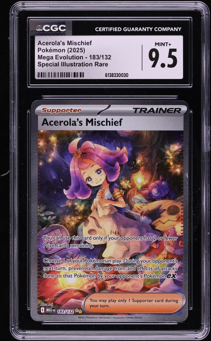 2025 Pokemon Mega Evolution SIR Acerola's Mischief #183 CGC 9.5 MINT+