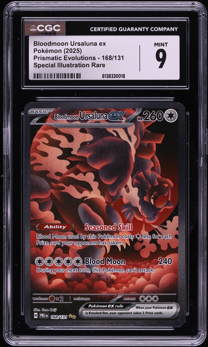 2025 Pokemon SV Prismatic Evolutions SIR Bloodmoon Ursaluna EX #168 CGC 9 MINT
